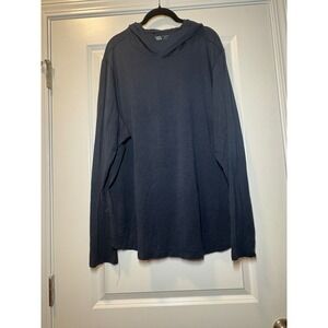 VRST Mens Long Sleeve Navy Hooded Shirt- XL